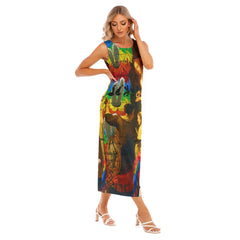 AND THIS, IS THE RAINBOW BRUSH CACTUS. II All-Over Print Women's Sleeveless Long Dress