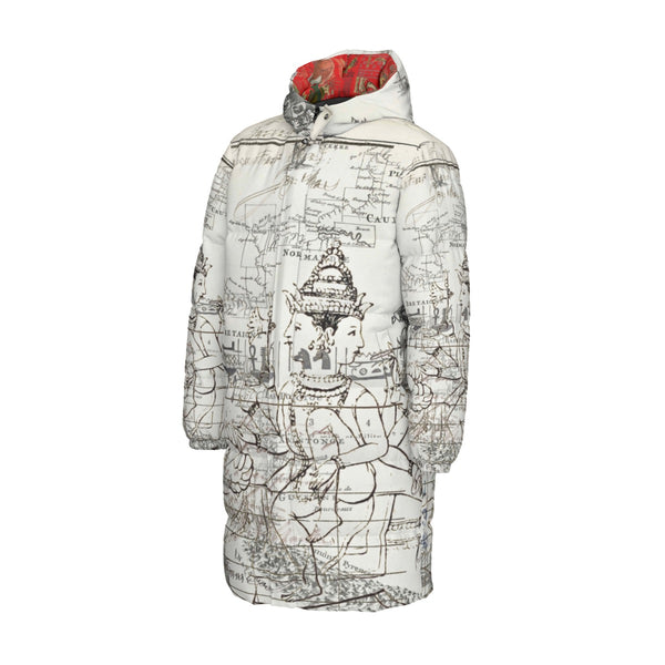 MAP AND SOME ILLUSTRATIONS All-Over Print Unisex Long Down Jacket