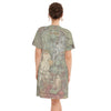 FLOWER PAINTING X MISC. ILLUSTRATIONS All Over Print Cotton V Neck Tee Dress