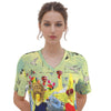 THE LAMPPOST INSTALLATION CREW VIII All Over Print Cotton V Neck Tee Dress
