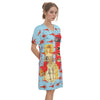 THE SHOWY PLANE HUNTER AND FISH IV All Over Print Cotton V Neck Tee Dress