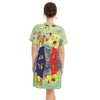 THE LAMPPOST INSTALLATION CREW VIII All Over Print Cotton V Neck Tee Dress