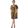AND THIS, IS THE RAINBOW BRUSH CACTUS. II All Over Print Cotton V Neck Tee Dress