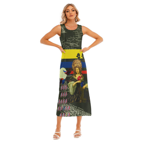 THE FLOWERS OF THE QUEEN All-Over Print Women's Sleeveless Long Dress