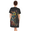 PASSING OUT THE BROOMS IV All Over Print Cotton V Neck Tee Dress