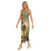 AT THE HARBOUR All-Over Print Women's Sleeveless Long Dress