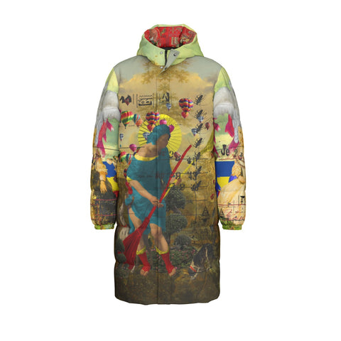PASSING OUT THE BROOMS V X THE WHITE FEATHER HEADDRESS All-Over Print Unisex Long Down Jacket