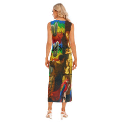 AND THIS, IS THE RAINBOW BRUSH CACTUS. II All-Over Print Women's Sleeveless Long Dress