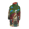 THE DISTORTED KING, THE DISTORTED COLORFUL PARROTS AND THEIR DISTORTED TREASURE OF SPARE TIRES II All-Over Print Unisex Long Down Jacket