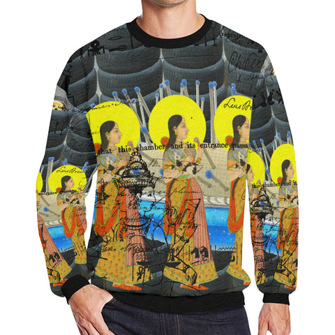 1, 2, 3 V Men's Oversized Fleece Sweatshirt