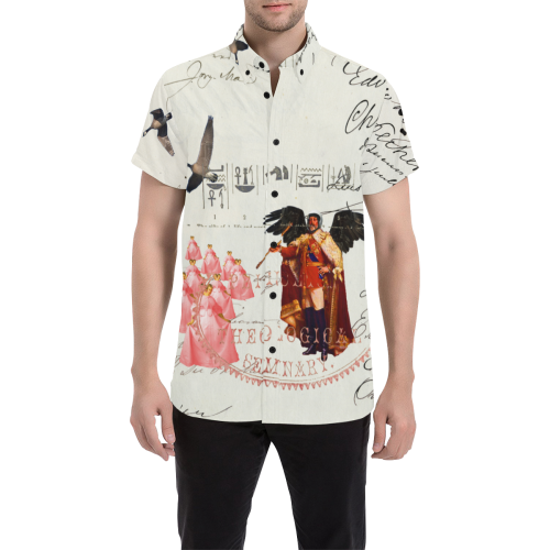 THE KING OF THE FIELD III Men's All Over Print Short Sleeve Button Down Shirt