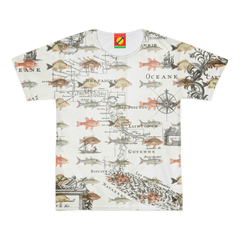 FISH AND A NAUTICAL MAP Women's All Over Print Tee