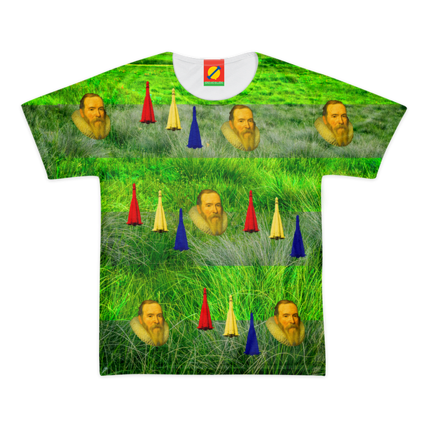 VICTORIAN HEADS AND ROCKETS IN THE GARDEN Men's All Over Print Tee