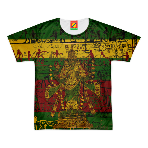 INDIAN GOD IN GREEN  GOLD AND MAROON Men's All Over Print Tee