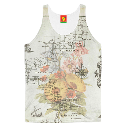 NAUTICAL MAP  SOME FLOWERS AND SOME BIR Women's All Over Print Tank Top