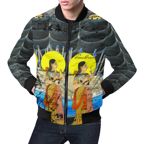 1, 2, 3 V All Over Print Bomber Jacket for Men