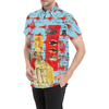 THE SHOWY PLANE HUNTER AND FISH IV Men's All Over Print Short Sleeve Button Down Shirt
