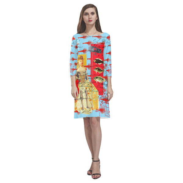 THE SHOWY PLANE HUNTER AND FISH IV Loose Round Neck Dress