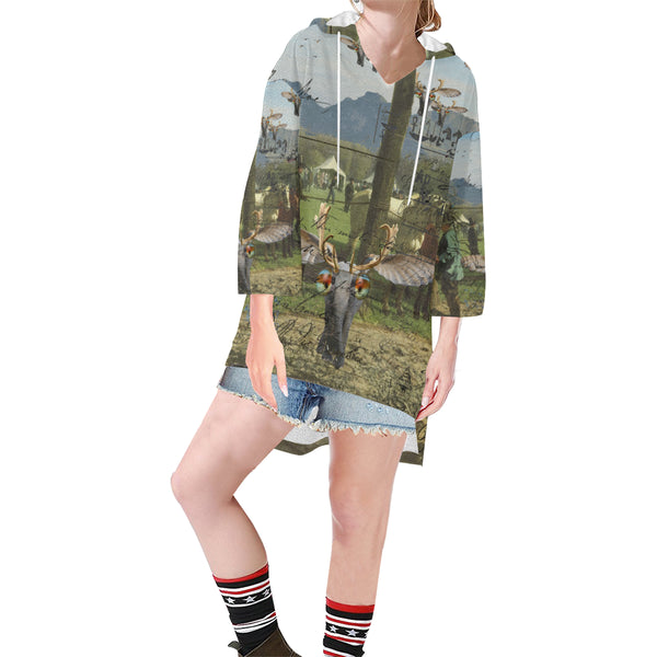 ANIMAL MIX - A SURPRISE AT THE RACES II Unisex Step Hem Tunic Hoodie