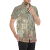 FLOWER PAINTING X MISC. ILLUSTRATIONS Men's All Over Print Short Sleeve Button Down Shirt