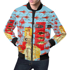 THE SHOWY PLANE HUNTER AND FISH IV All Over Print Bomber Jacket for Men