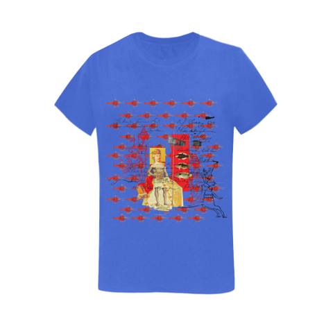 THE SHOWY PLANE HUNTER AND FISH IV Women's Printed Cotton Tee Shirt Old