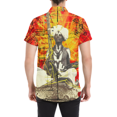 THE SITAR PLAYER Men's All Over Print Short Sleeve Button Down Shirt