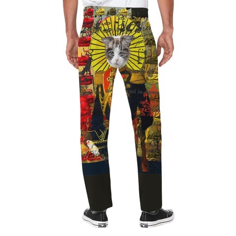 HOLY CATMEN WITH RED AND YELLOW Men's All Over Print Casual Pants