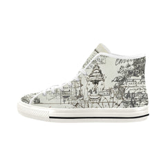 MAP AND SOME ILLUSTRATIONS Women's All Over Print Canvas Sneakers