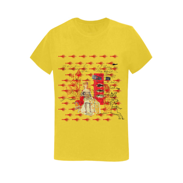 THE SHOWY PLANE HUNTER AND FISH IV Women's Printed Cotton Tee Shirt