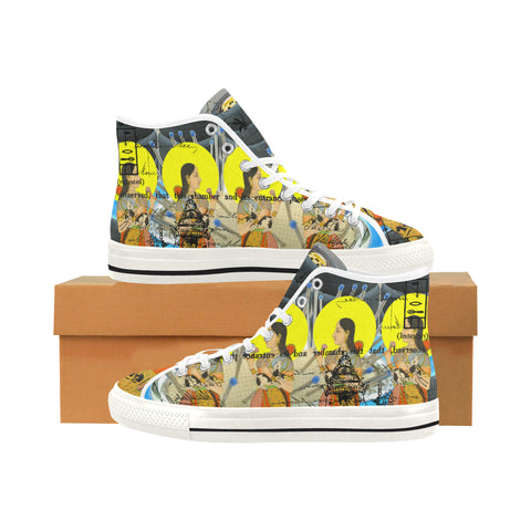 1, 2, 3 V Women's All Over Print Canvas Sneakers