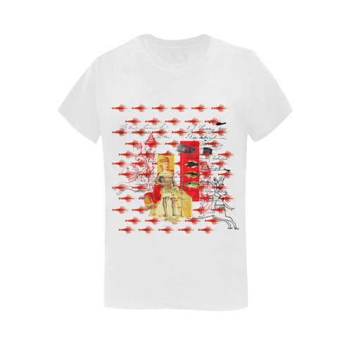 THE SHOWY PLANE HUNTER AND FISH IV Women's Printed Cotton Tee Shirt Old