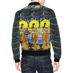 1, 2, 3 V All Over Print Bomber Jacket for Men