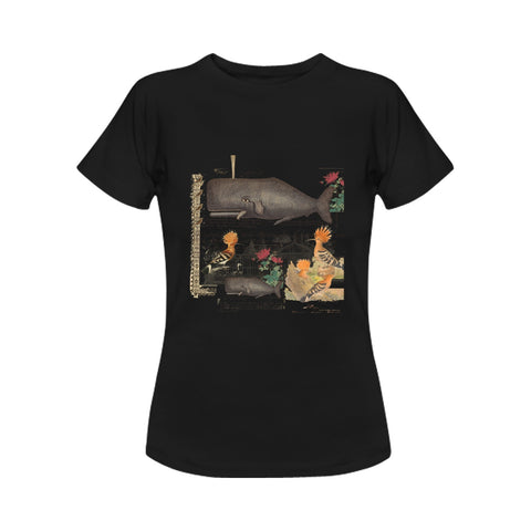 whale and hoopoe 1 3 2 Women's T-Shirt in USA Size (Front Printing Only)