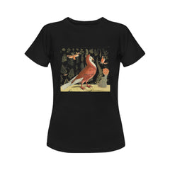 Pigeon and Cactus Women's Printed Cotton Tee Shirt