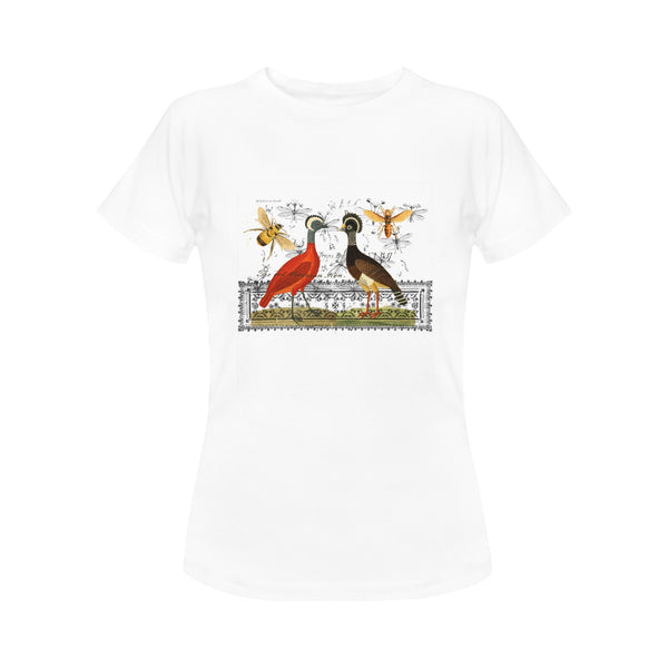 Two Hens, Two Bees and the Illustrated Rug Women's Printed Cotton Tee Shirt
