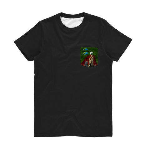 THE DISTORTED KING, THE DISTORTED COLORFUL PARROTS AND THEIR DISTORTED TREASURE OF SPARE TIRES II ﻿Classic Sublimation Pocket Tee