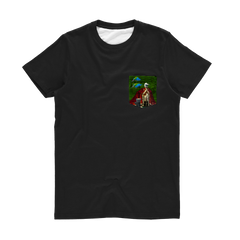 THE DISTORTED KING, THE DISTORTED COLORFUL PARROTS AND THEIR DISTORTED TREASURE OF SPARE TIRES II ﻿Classic Sublimation Pocket Tee
