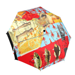 THE SHOWY PLANE HUNTER AND FISH IV Semi-Automatic Foldable Umbrella
